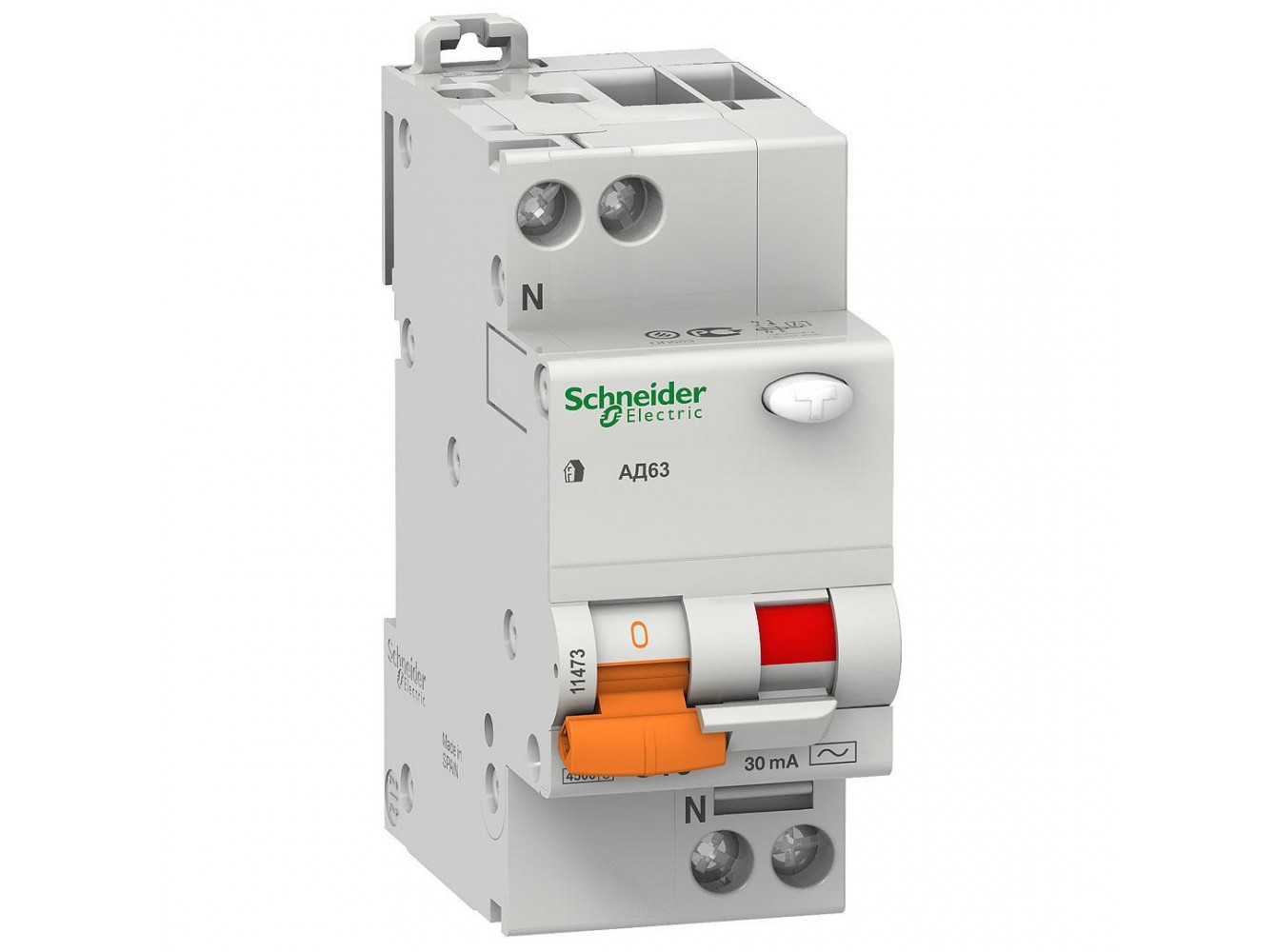 Диференційний автоматичний вимикач Schneider Electric АД63 11473, 2 полюси, 16 А, 30 мА