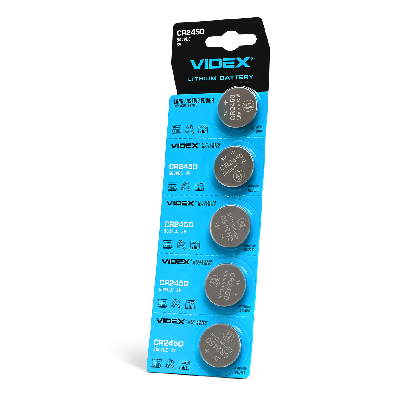 Батарейки літієві CR2450 5pcs Блістер VIDEX