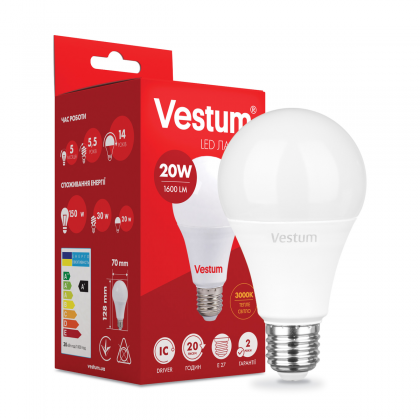 1-VS-1110 Лампа LED Vestum A70 20W 3000K 220V E27